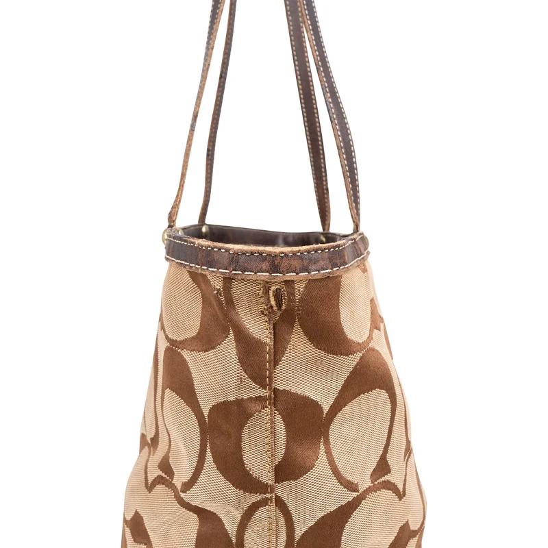 Coach Monogram Signature Stripe Tote Shoulder Bag