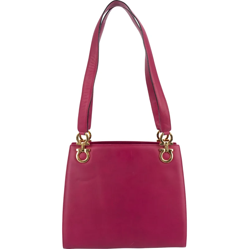 Salvatore Ferragamo Leather Gancini Tote Shoulder Bag