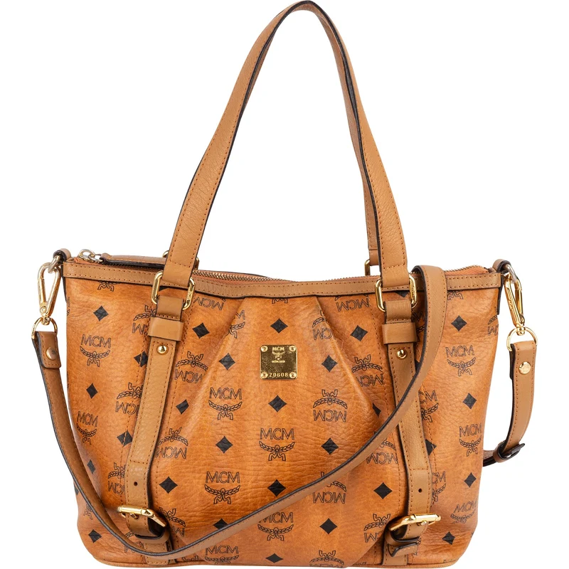 MCM Monogram Visetos Small Satchel Tote Handbag
