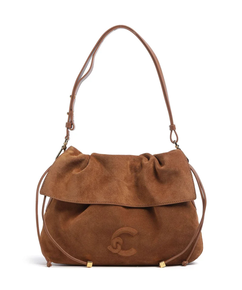 Coccinelle Lidia Suede Beuteltasche cognac