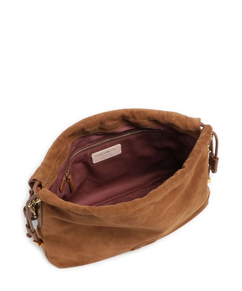 Coccinelle Lidia Suede Beuteltasche cognac