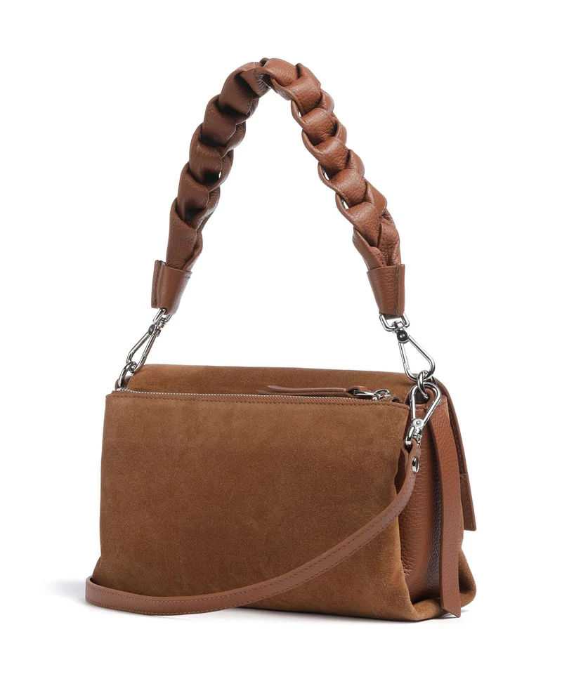 Coccinelle Boheme Suede Schultertasche cognac