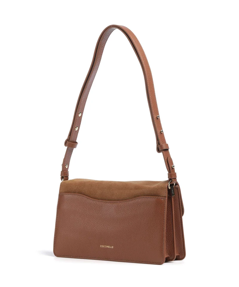 Coccinelle C-Me Softy Suede Schultertasche cognac