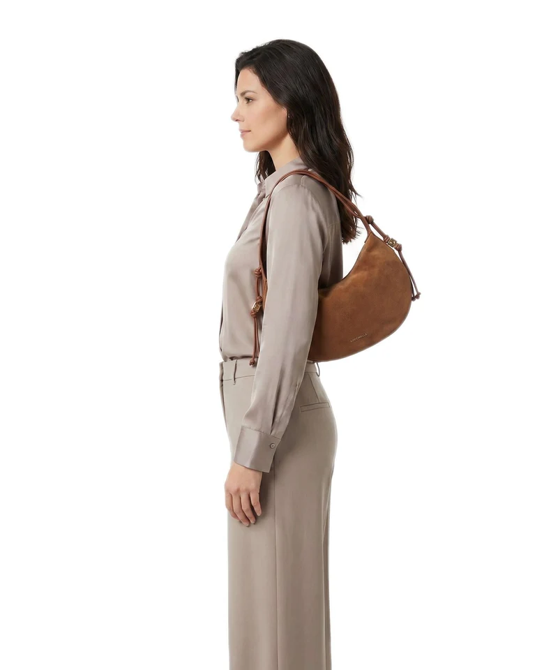 Coccinelle Thess Suede Beuteltasche cognac