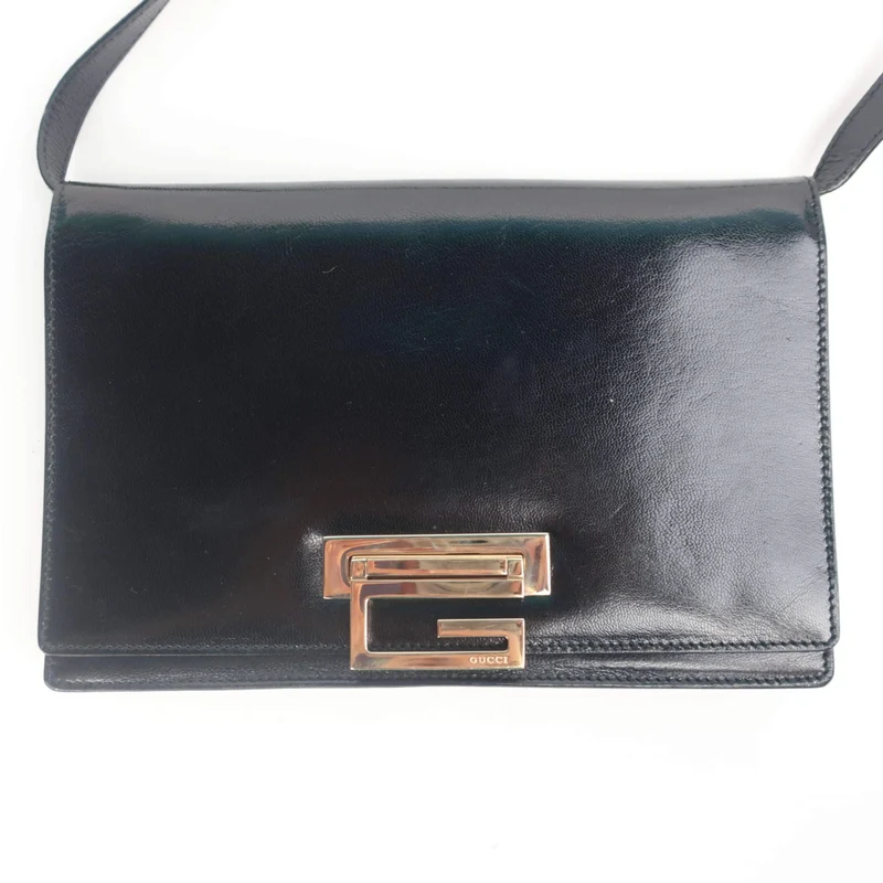 Gucci Vintage Black Leather Flap Bag