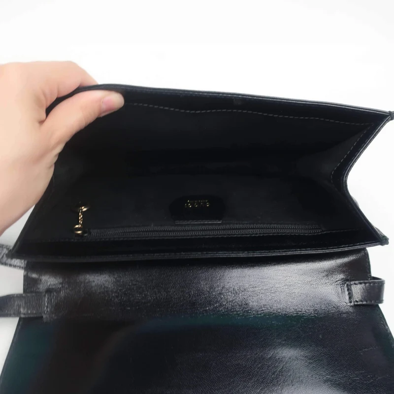 Gucci Vintage Black Leather Flap Bag
