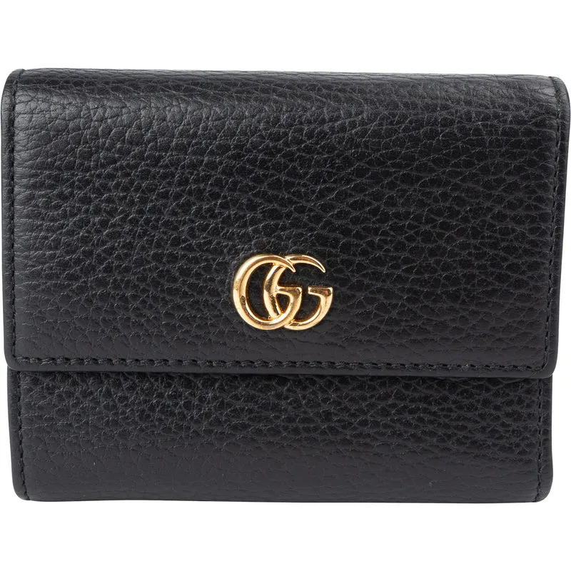 Gucci Monogram Pebbled Leather GG Marmont Wallet
