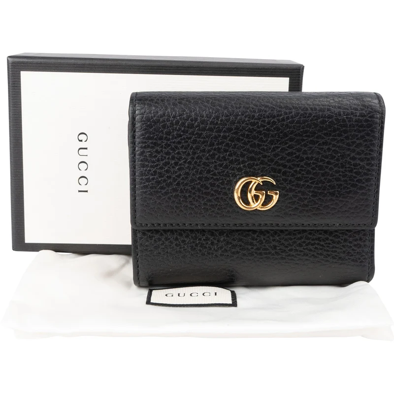 Gucci Monogram Pebbled Leather GG Marmont Wallet