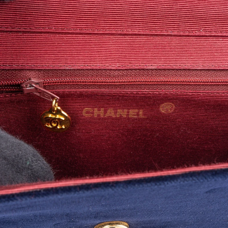 Chanel Chevron Velvet Half Moon Single Flap Crossbody Bag