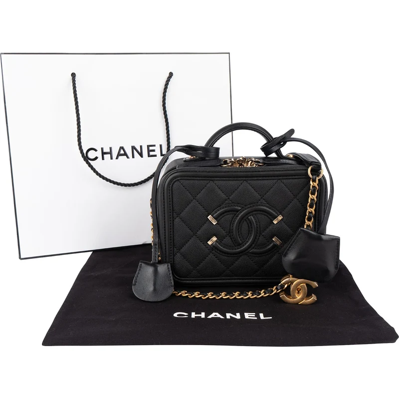 Chanel Quilted Caviar Leather CC Filigree Crossbody Bag