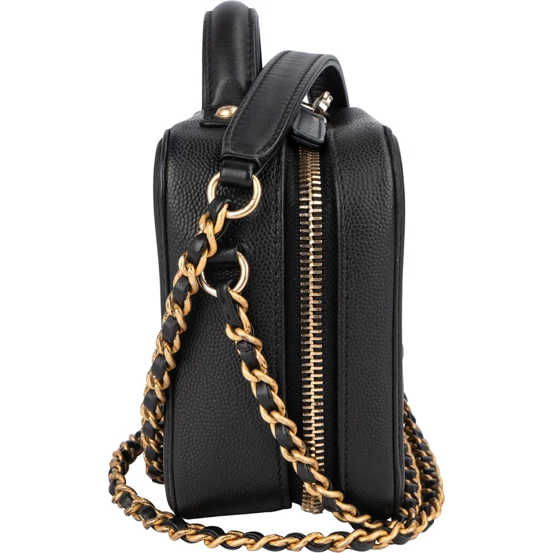 Chanel Quilted Caviar Leather CC Filigree Crossbody Bag