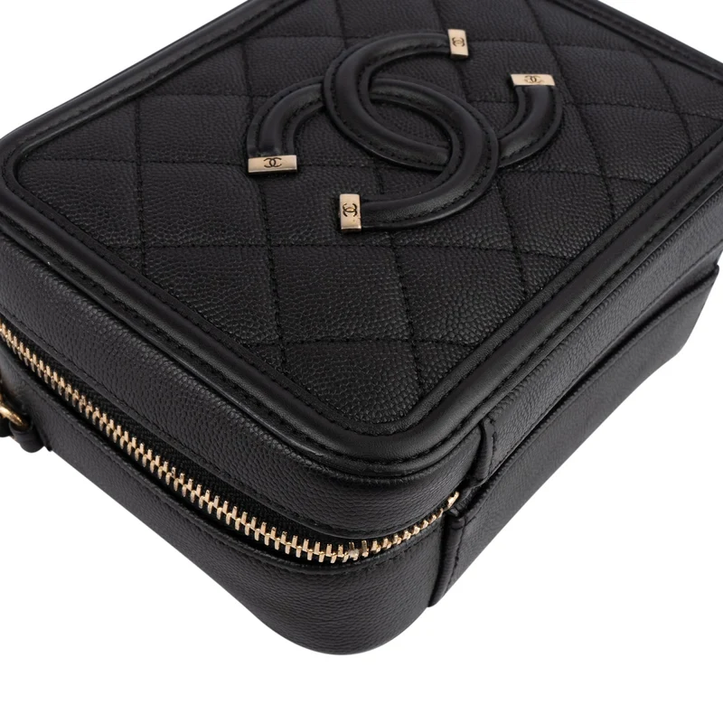 Chanel Quilted Caviar Leather CC Filigree Crossbody Bag