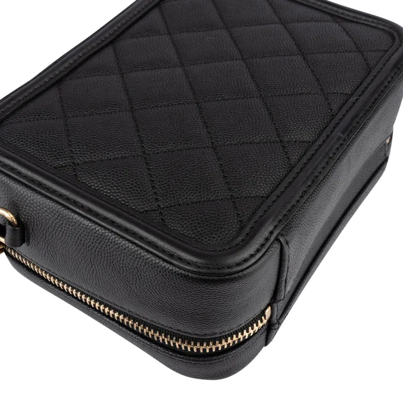 Chanel Quilted Caviar Leather CC Filigree Crossbody Bag