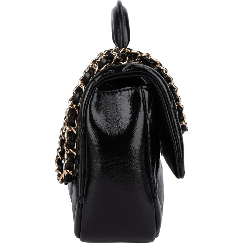 Chanel Quilted Patent Calfskin Coco Handle Single Flap Crossbody Bag