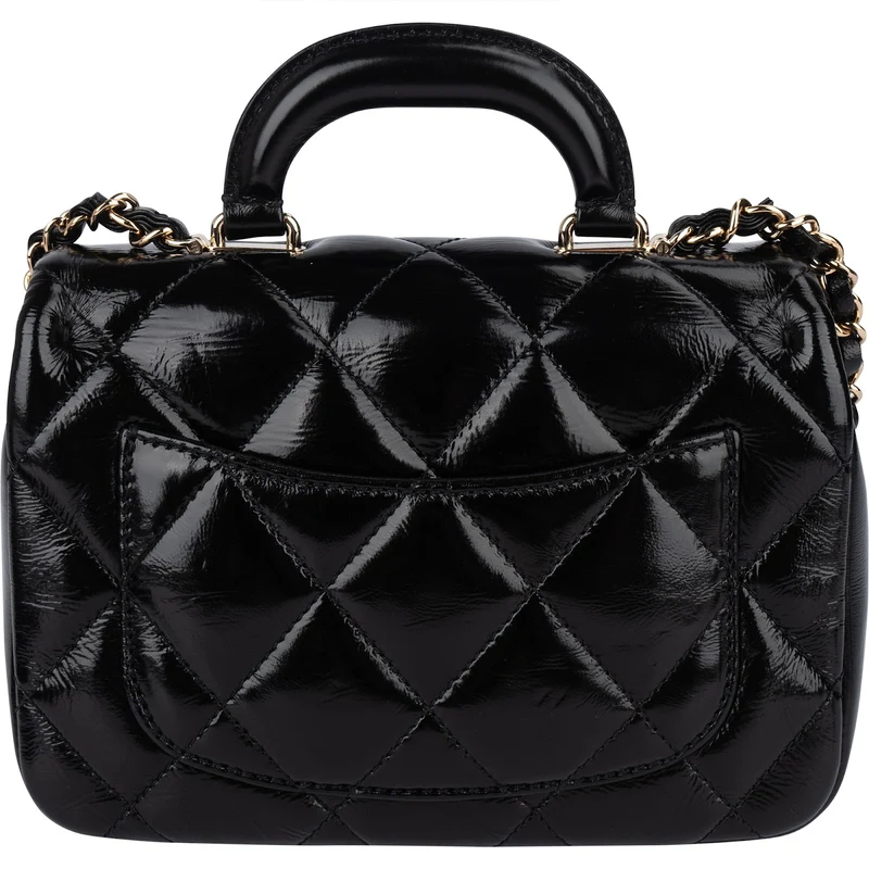 Chanel Quilted Patent Calfskin Coco Handle Single Flap Crossbody Bag