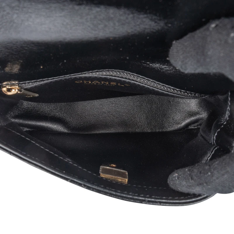 Chanel Quilted Patent Calfskin Coco Handle Single Flap Crossbody Bag