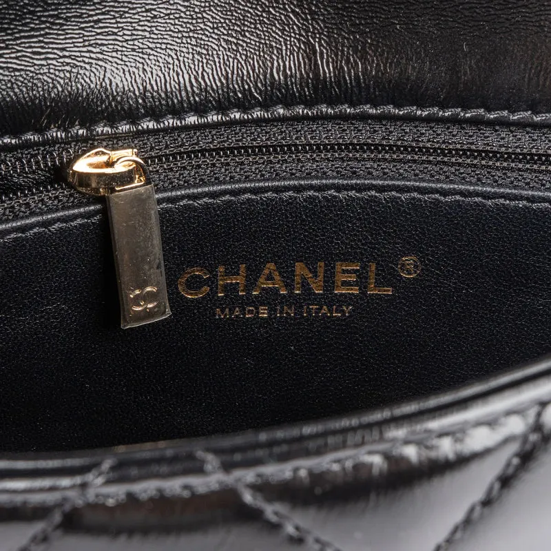 Chanel Quilted Patent Calfskin Coco Handle Single Flap Crossbody Bag