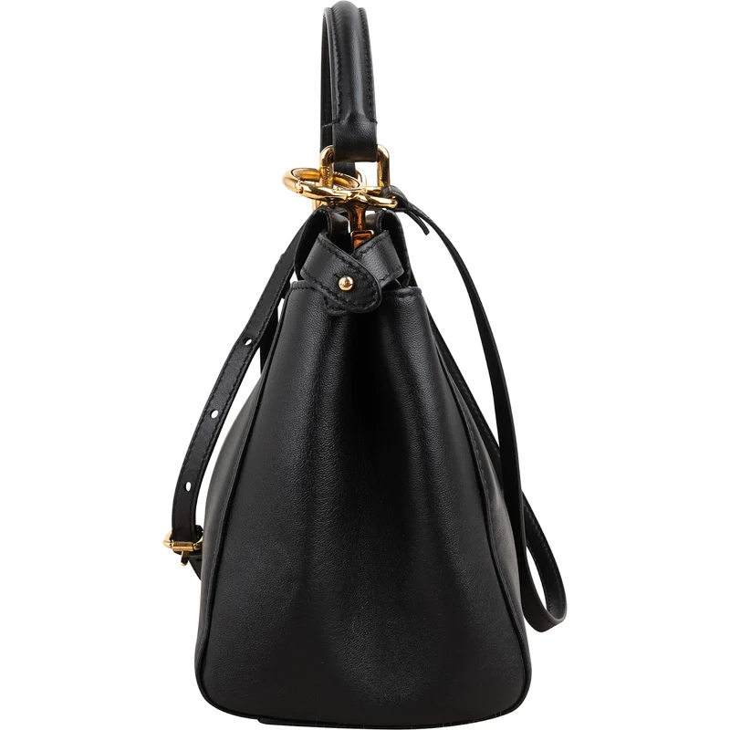 Fendi Black Leather Peekaboo Mini Handbag
