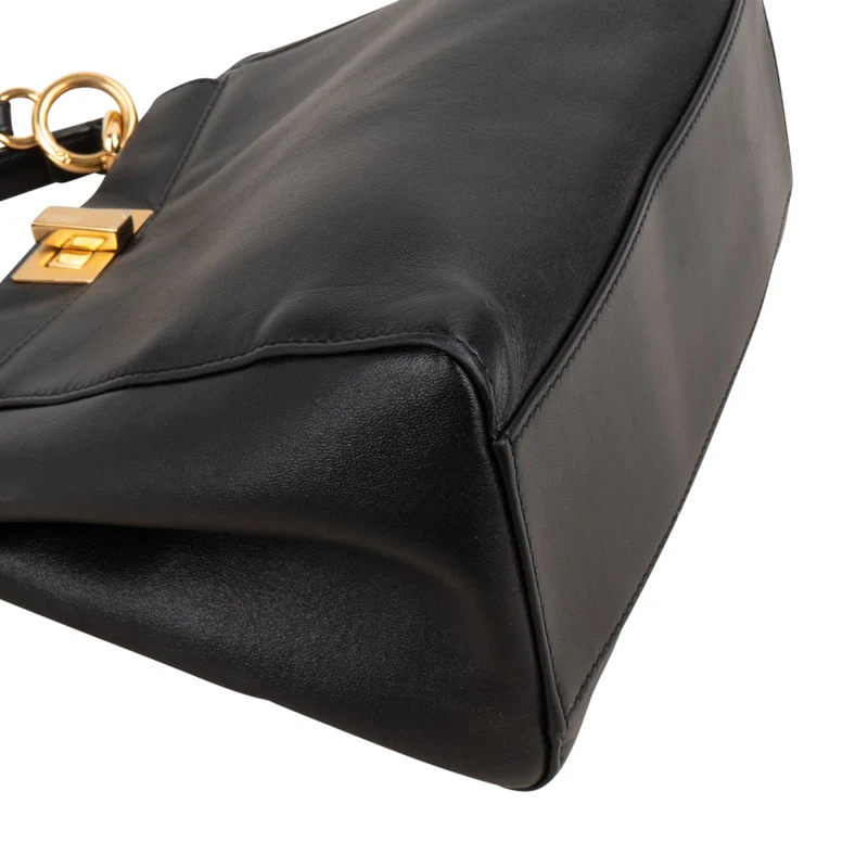 Fendi Black Leather Peekaboo Mini Handbag