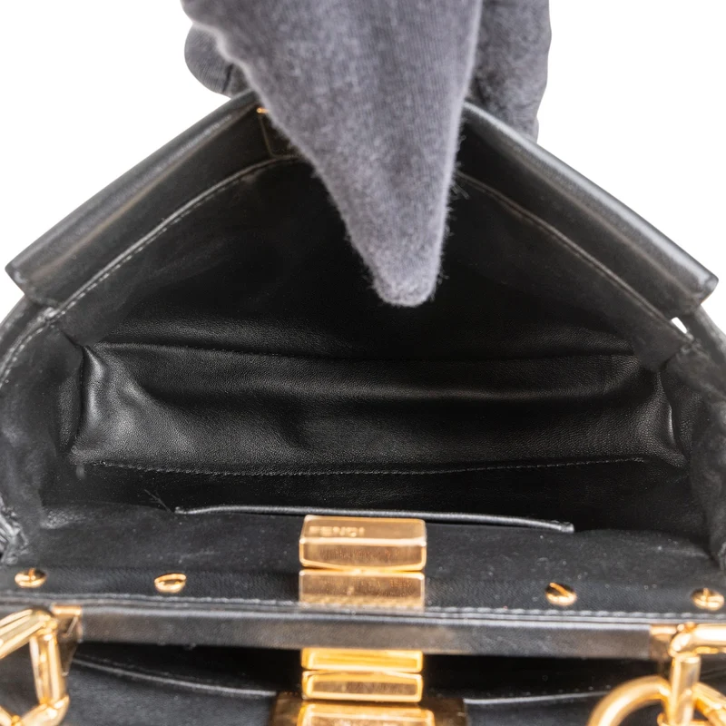 Fendi Black Leather Peekaboo Mini Handbag