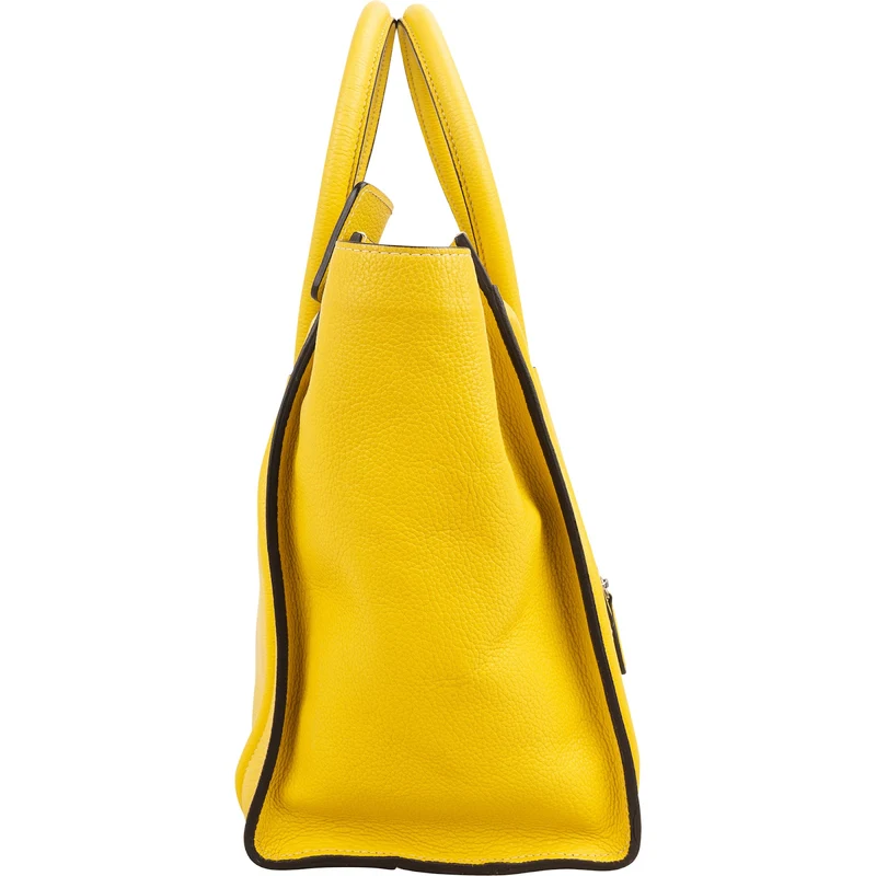 Celine Yellow Drummed Calfskin Luggage Tote Handbag