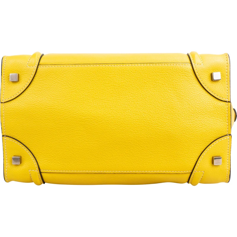 Celine Yellow Drummed Calfskin Luggage Tote Handbag