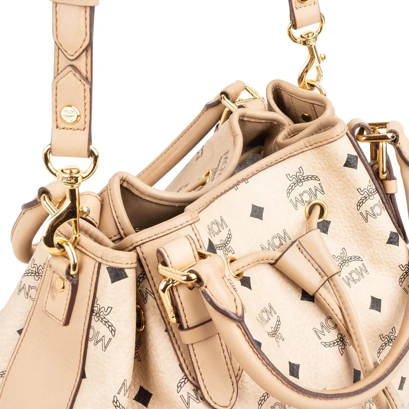 MCM Monogram Visetos Milla Drawstring Tote Handbag