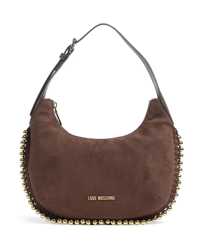 Love Moschino Gold Bead Beuteltasche cioccolato