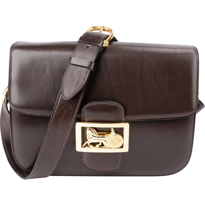 Céline Leather Vintage Horse Carriage Flap Shoulder Bag