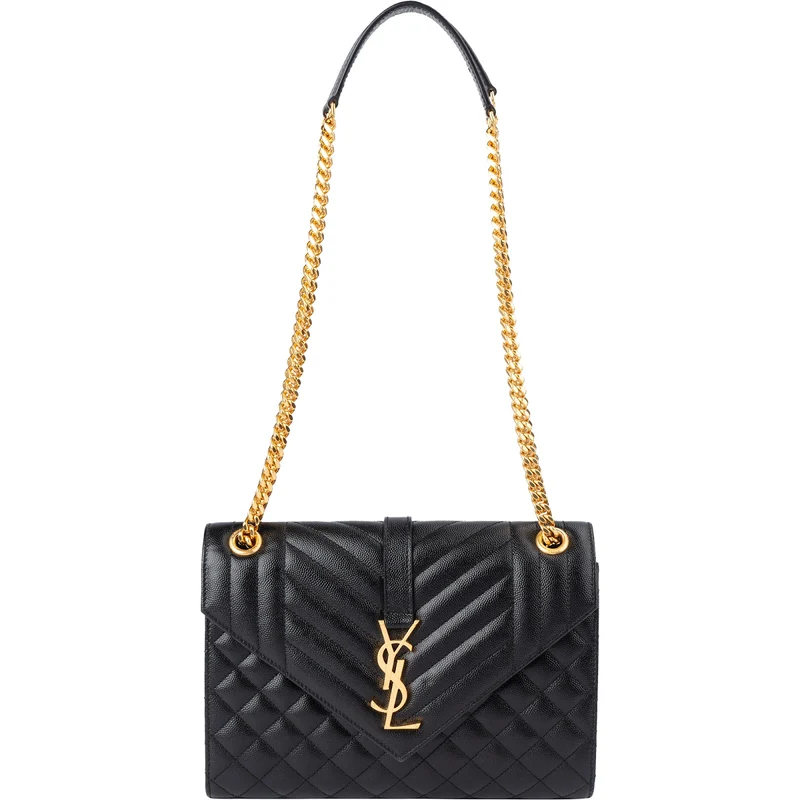 Saint Laurent Grain De Poudre Embossed Leather Envelope Crossbody Bag