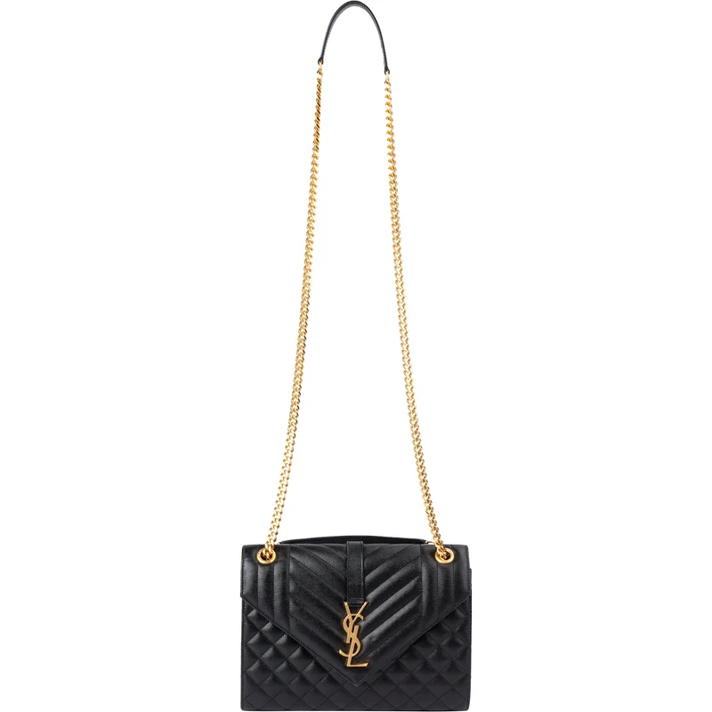 Saint Laurent Grain De Poudre Embossed Leather Envelope Crossbody Bag