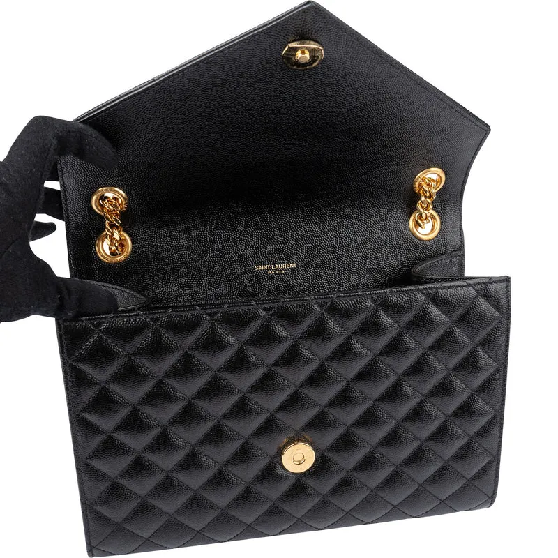 Saint Laurent Grain De Poudre Embossed Leather Envelope Crossbody Bag