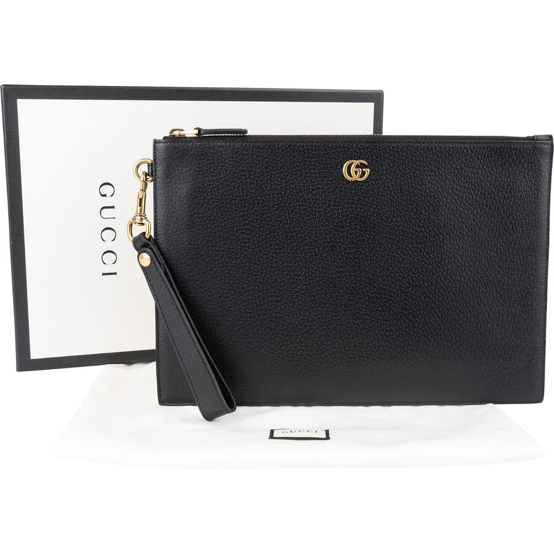 Gucci Monogram Leather GG Marmont Clutch