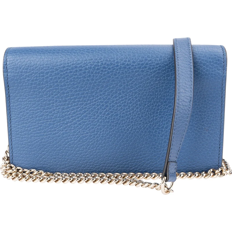 Gucci Pebbled Leather Interlocking GG Wallet On Chain Crossbody Bag