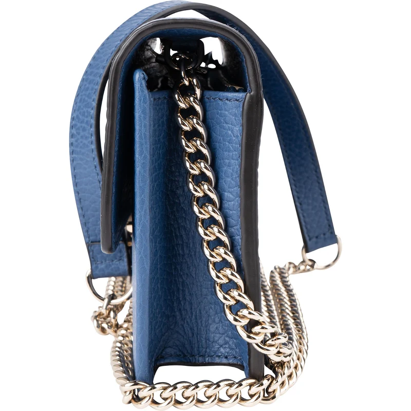 Gucci Pebbled Leather Interlocking GG Wallet On Chain Crossbody Bag