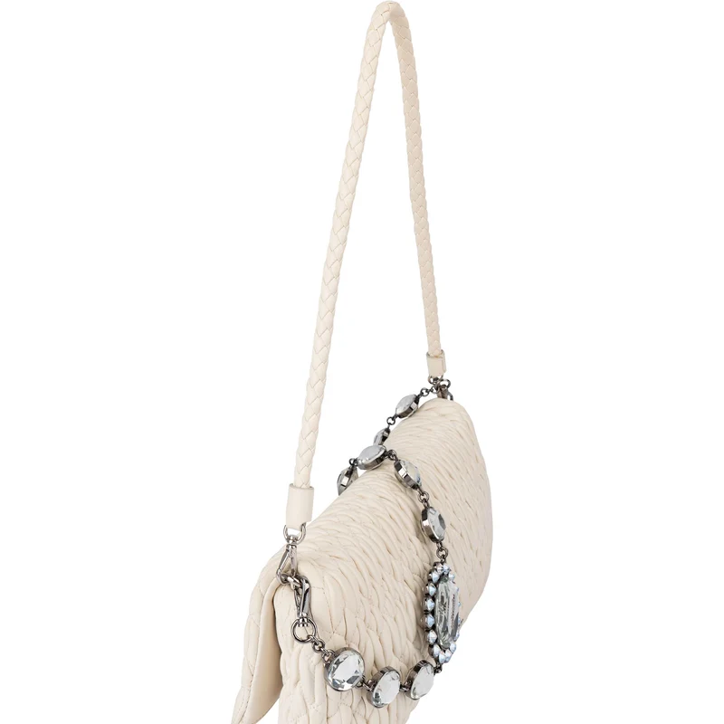 Miu Miu Matelassé Nappa Leather Crystal Embellished Shoulder Bag