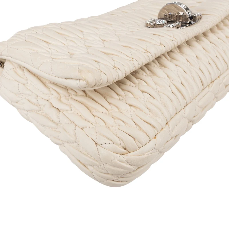Miu Miu Matelassé Nappa Leather Crystal Embellished Shoulder Bag