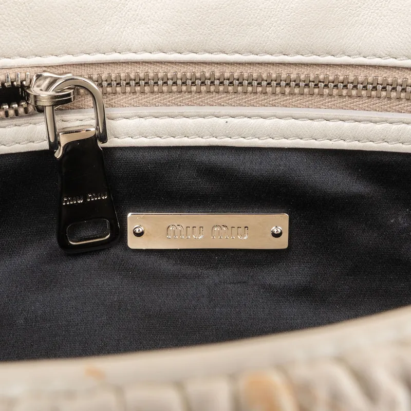 Miu Miu Matelassé Nappa Leather Crystal Embellished Shoulder Bag