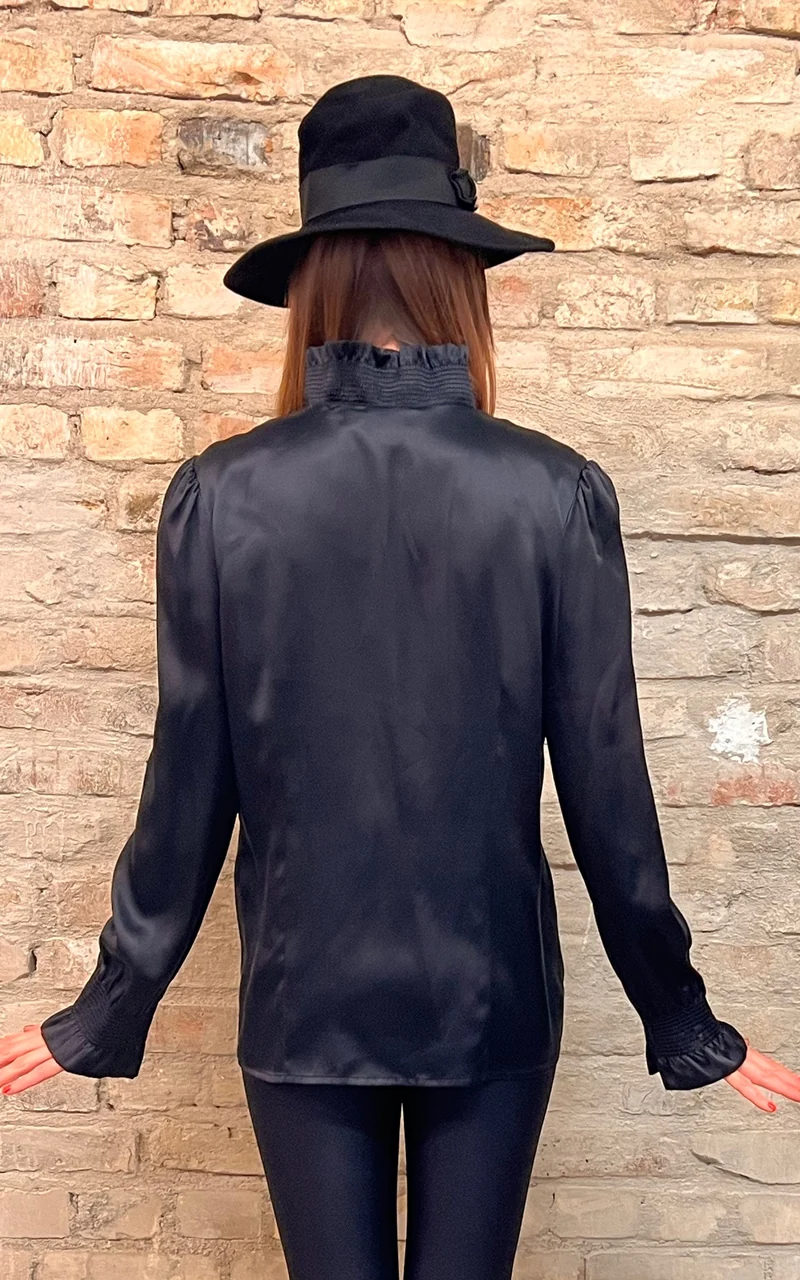 Vintage High Collar Silk Blouse