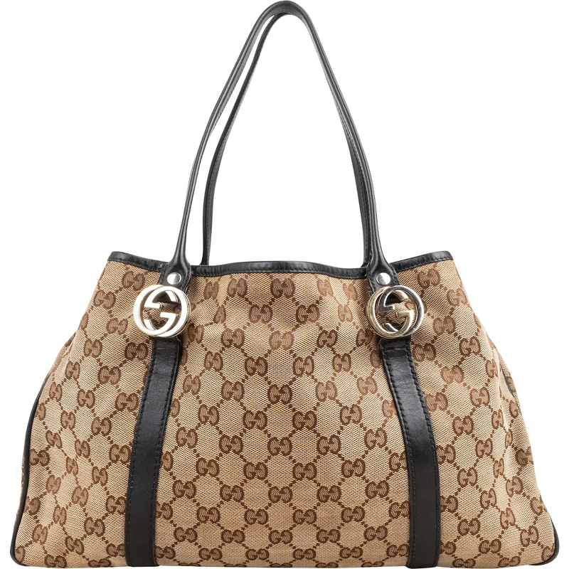Gucci Monogram Canvas Twin GG Shoulder Bag