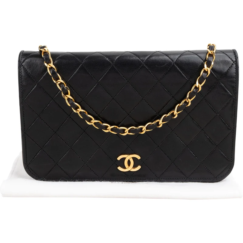 Chanel Quilted Lambskin 24K Gold Single Flap Shoulder Bag