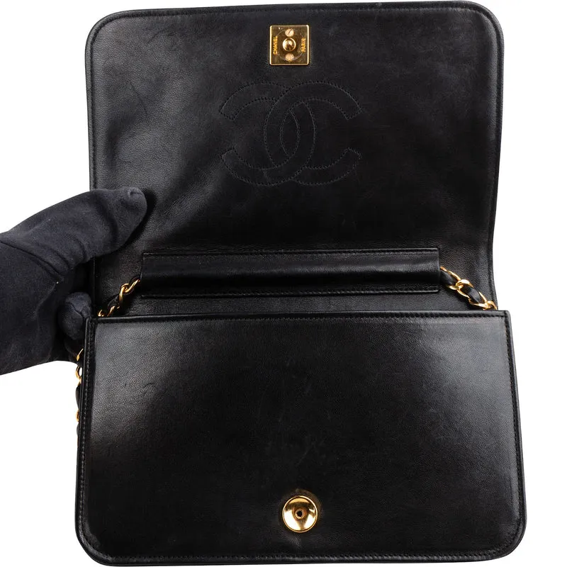 Chanel Quilted Lambskin 24K Gold Single Flap Shoulder Bag