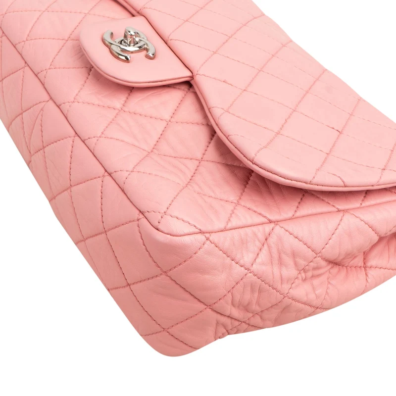 Chanel Quilted Soft Lambskin Palladium Jumbo Single Flap Crossbody Bag