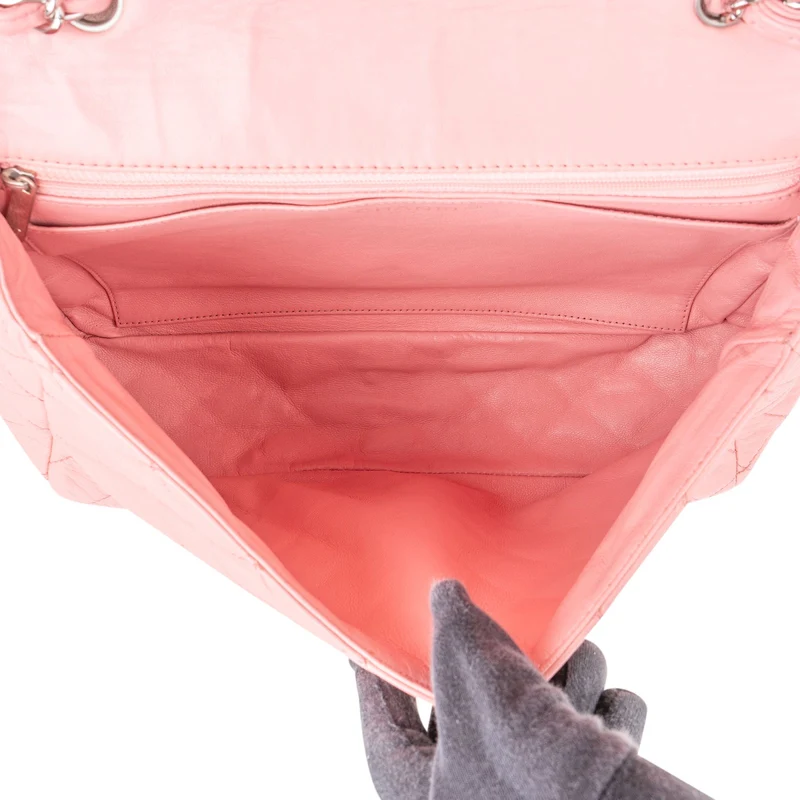 Chanel Quilted Soft Lambskin Palladium Jumbo Single Flap Crossbody Bag