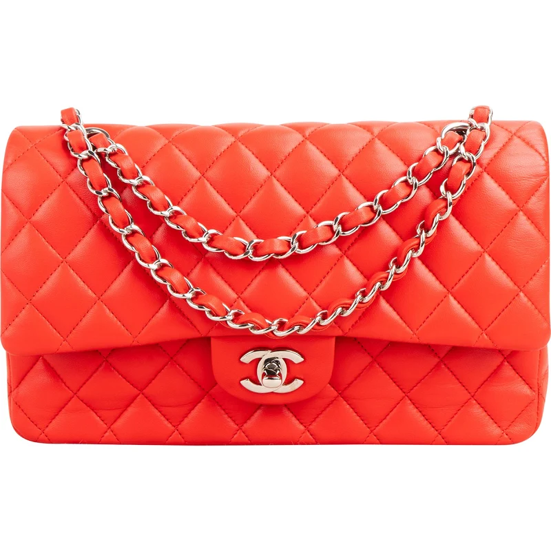 Chanel Quilted Lambskin Palladium Medium Double Flap Shoulder Bag