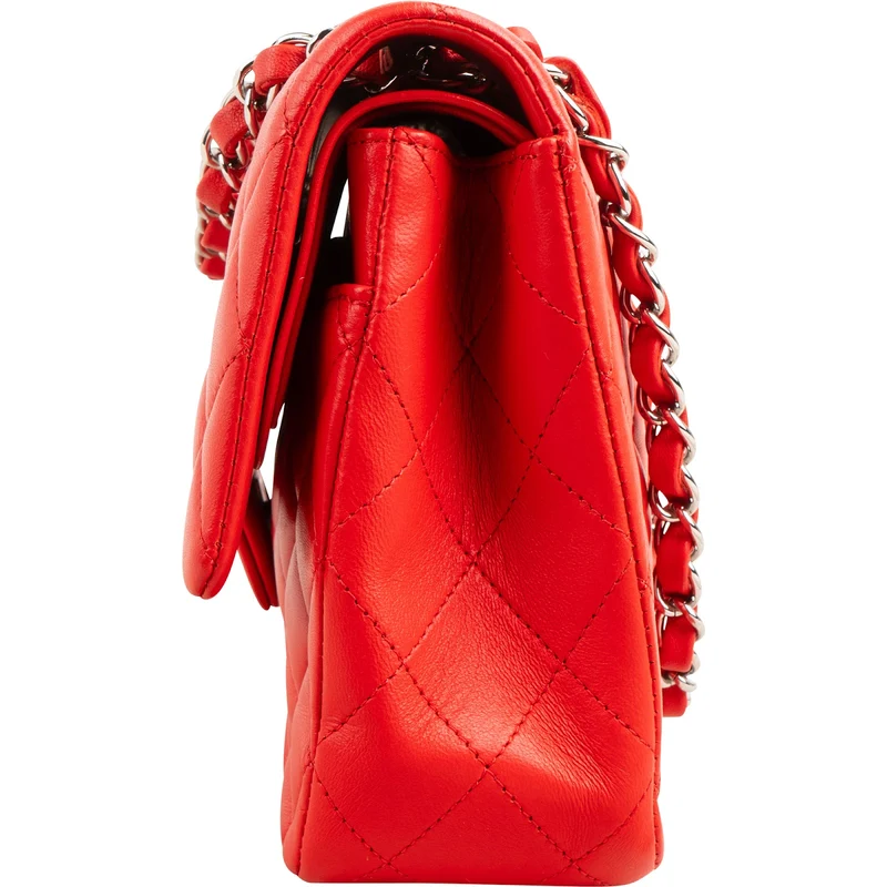 Chanel Quilted Lambskin Palladium Medium Double Flap Shoulder Bag