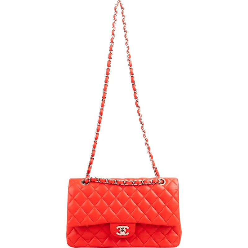 Chanel Quilted Lambskin Palladium Medium Double Flap Shoulder Bag