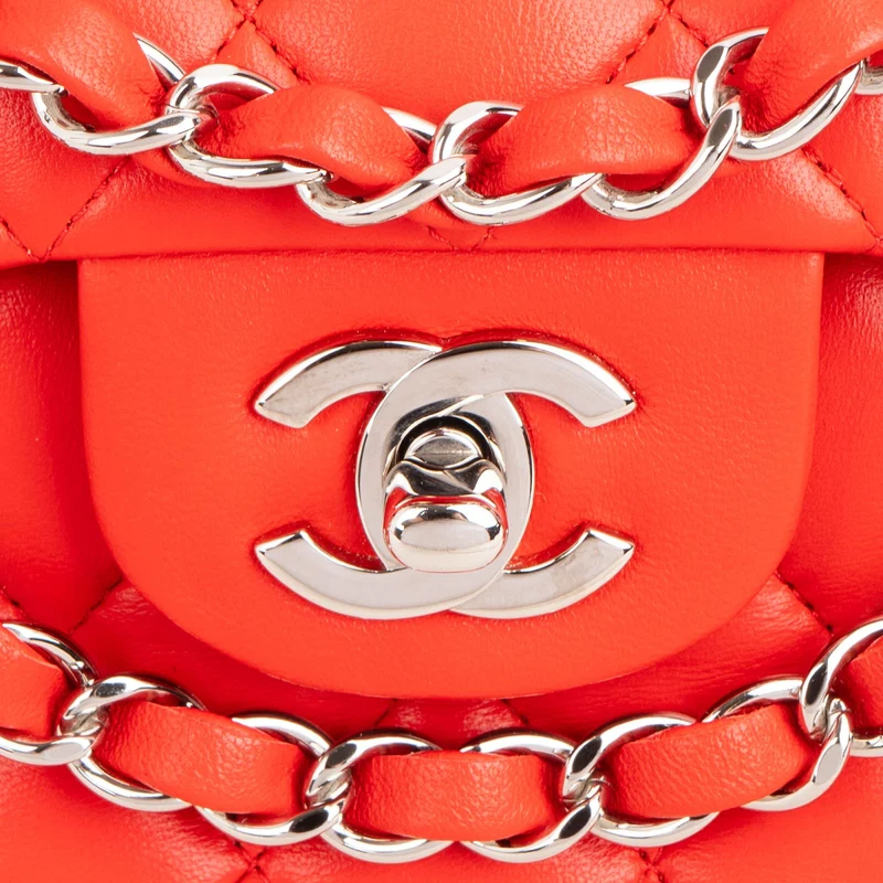 Chanel Quilted Lambskin Palladium Medium Double Flap Shoulder Bag