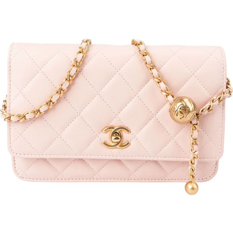 Chanel Quilted Lambskin Adjustable Ball Wallet On Chain Crossbody Bag