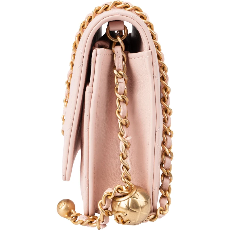 Chanel Quilted Lambskin Adjustable Ball Wallet On Chain Crossbody Bag